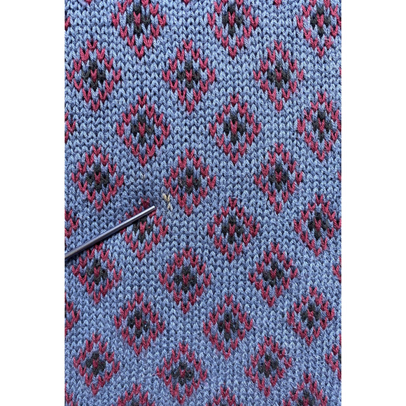 Vintage Eddie Bauer Sweater Mens Large Blue Red Diamond Knit Crewneck Cotton - Picture 8 of 11